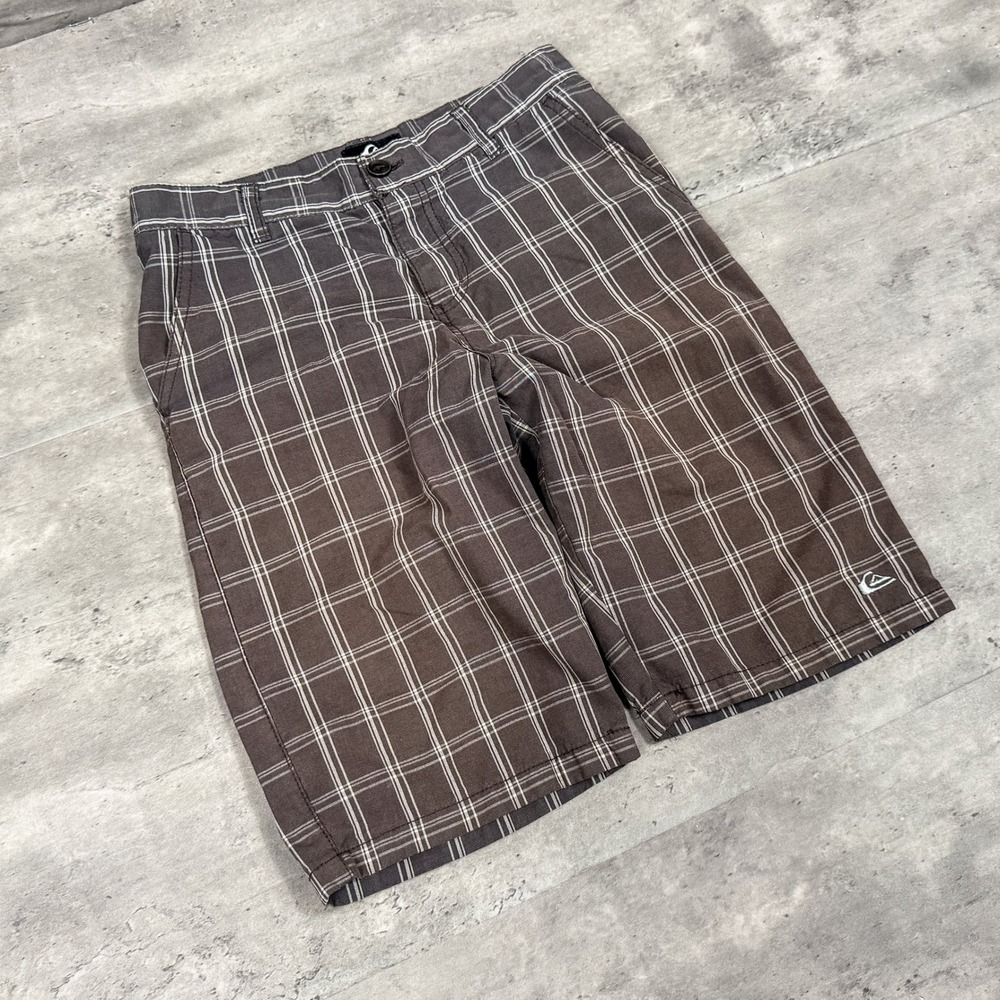 Y2K 2000's 00's Quiksilver Stripped Plaid Checkered Baggy Relax Fit Wide Short's